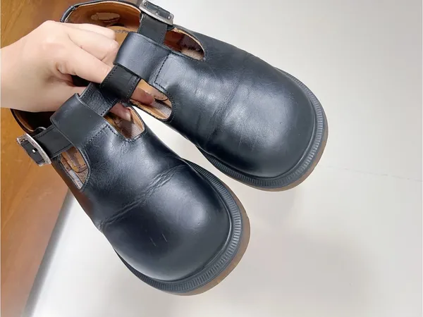 Dr Martens • vintage t-strap mary janes 8334 leather chunky black lug sole MIE - Image 4
