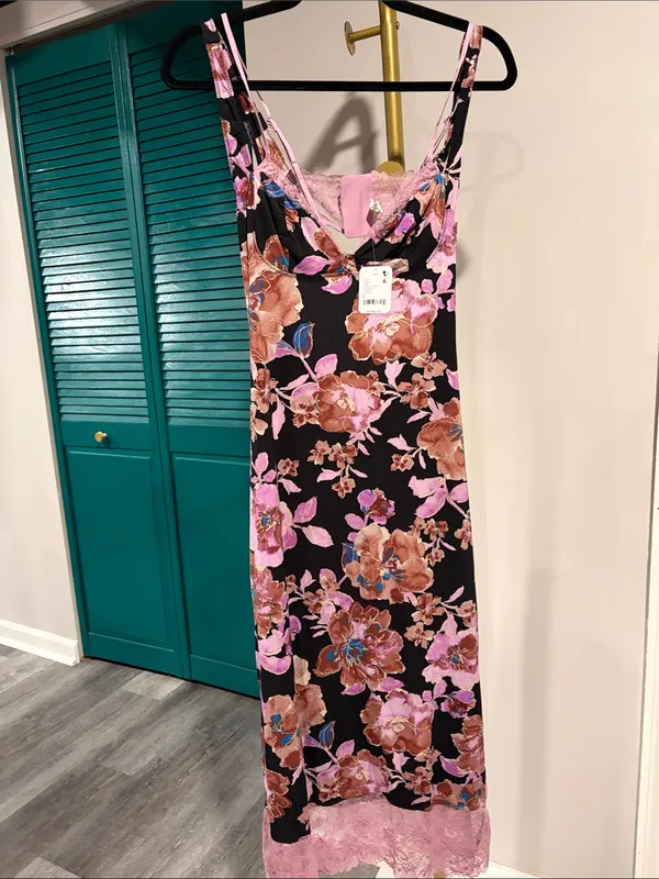 FREE PEOPLE NWT Party Crasher Midi Slip / Black Combo - Image 5