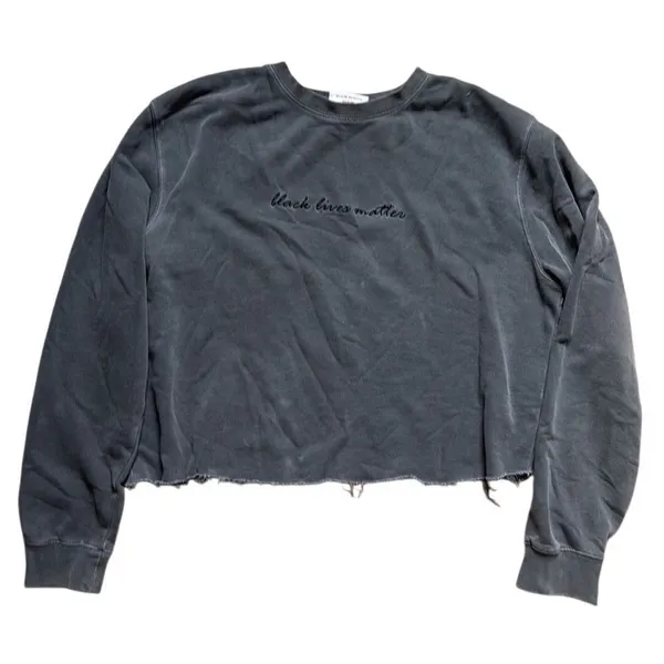Phenomenal Black Lives Matter Embroidered Sweatshirt Gray Medium Cropped - Image 4