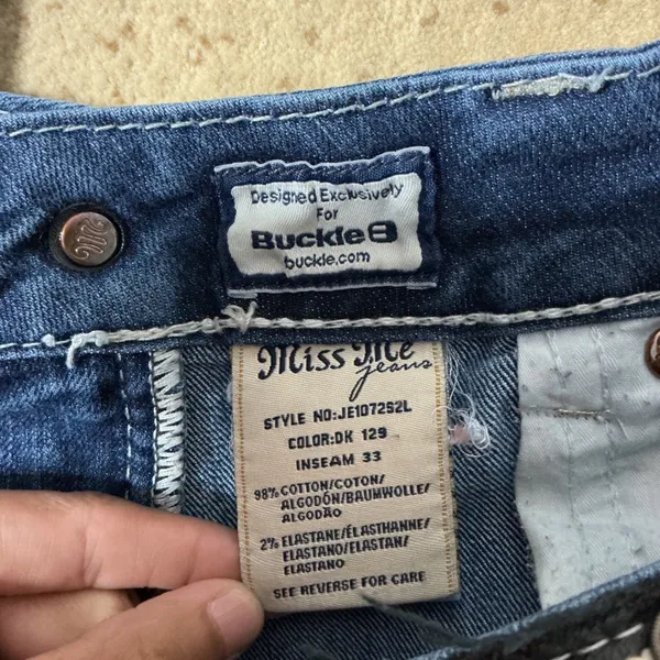 Miss Me Buckle Exclusive Skinny Jeans Womens 28 Blue Dark Wash Embellished Y2K - Image 5