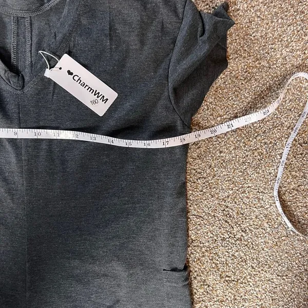Romper by CharmWM. Gray with Side Pockets. No Size on Product. Measurements inc - Image 3