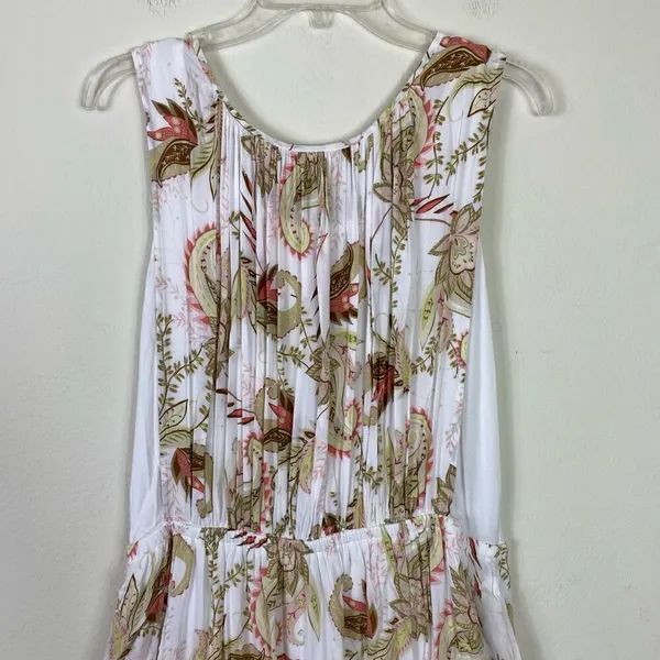 J. Jill White Floral Paisley Apron Sleeveless Midi Maxi Dress Size M - Image 4
