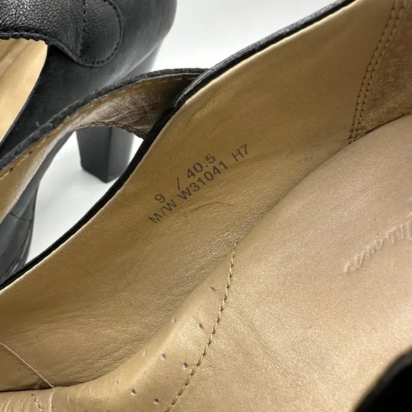 Born Black Leather Mary Jane Peep Toe Block Heels Pumps W31041 Size 9 / 40.5 - Image 3