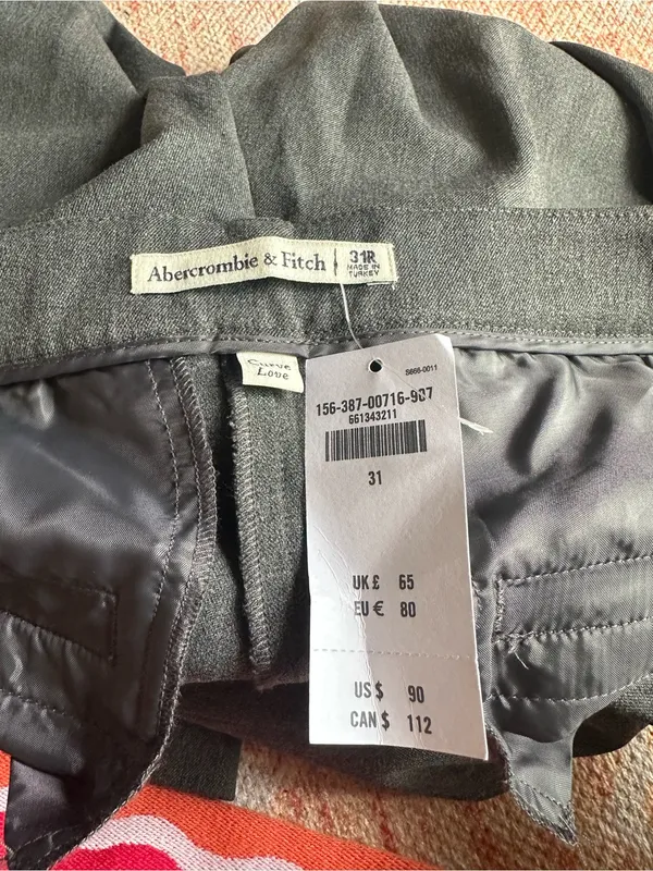NWT Abercrombie curve love low rise stretch slim boot trouser pants dark gray 31 - Image 3