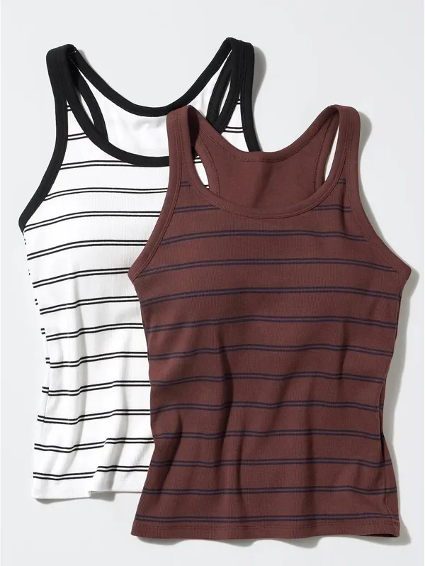 Uniqlo Racer Back Bra Top | Striped NWT White XXL - Image 2