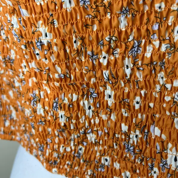 Cider Crop Top 3XL Plus Curvy Ditsy Floral Cami Tank Orange Smocked V-Neck NEW - Image 5