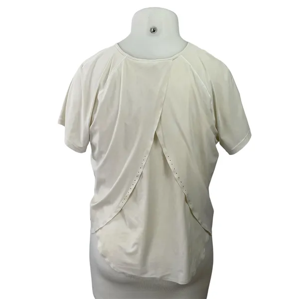 Lululemon Womens White Short Sleeve Overlap Back Activewear Tee T-shirt Top 12 - Image 3