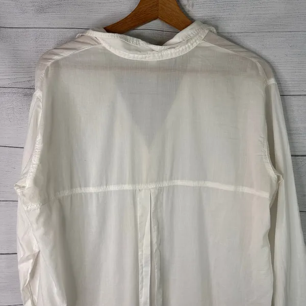 Gap Body Cotton Sheer Shirt Dress Womens Small White Long Sleeve Swim Cover Up - Image 5