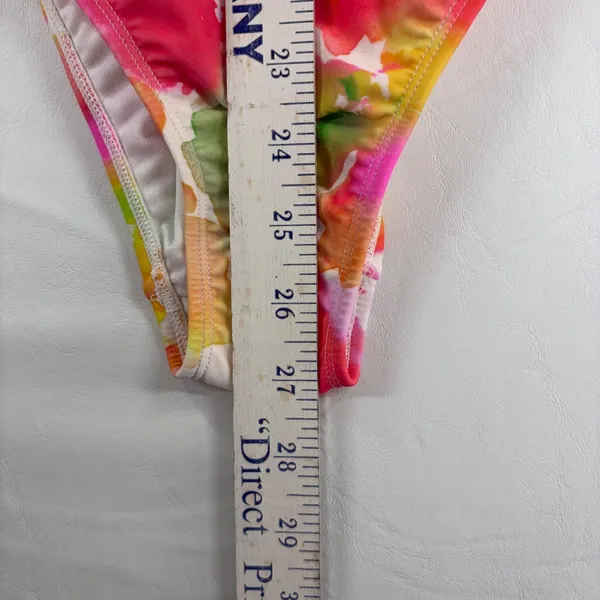 Shade & Shore Watercolor Floral Tie Front One Piece‎ Swimsuit High Leg Cheeky M - Image 7