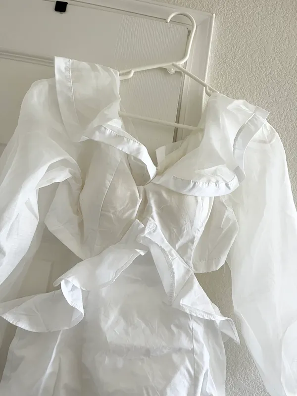 Cut Out Mini Dress White Size M - Image 6