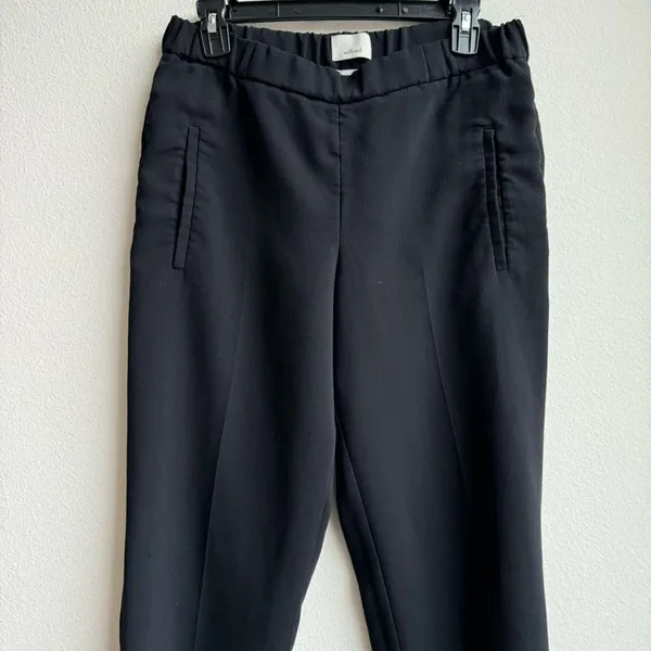 Aritzia Wilfred Crepe Darontal Pull On Cropped Pants Trousers Black Size 6 Small - Image 5