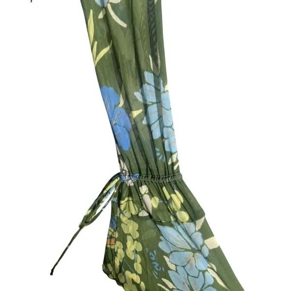 Free People $78 Of Paradise Top Tropical Floral Sheer Cropped V-Neck Blouse M - Image 5