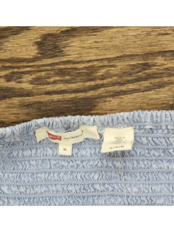 NWT Levi's Adore Bustier Adjustable Strap Shirt Top Blue Indigo Floral Blue XL - Image 4