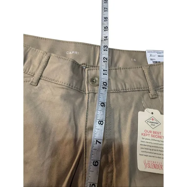 St. John’s Bay Capris- Khaki/ Mid Rise/Sz 14 NWT - Image 7