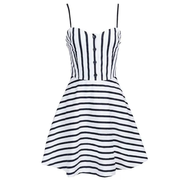 Alice + Olivia Nella Striped Button-Front Mini‎ Dress Size 6 Black White nwot - Image 4