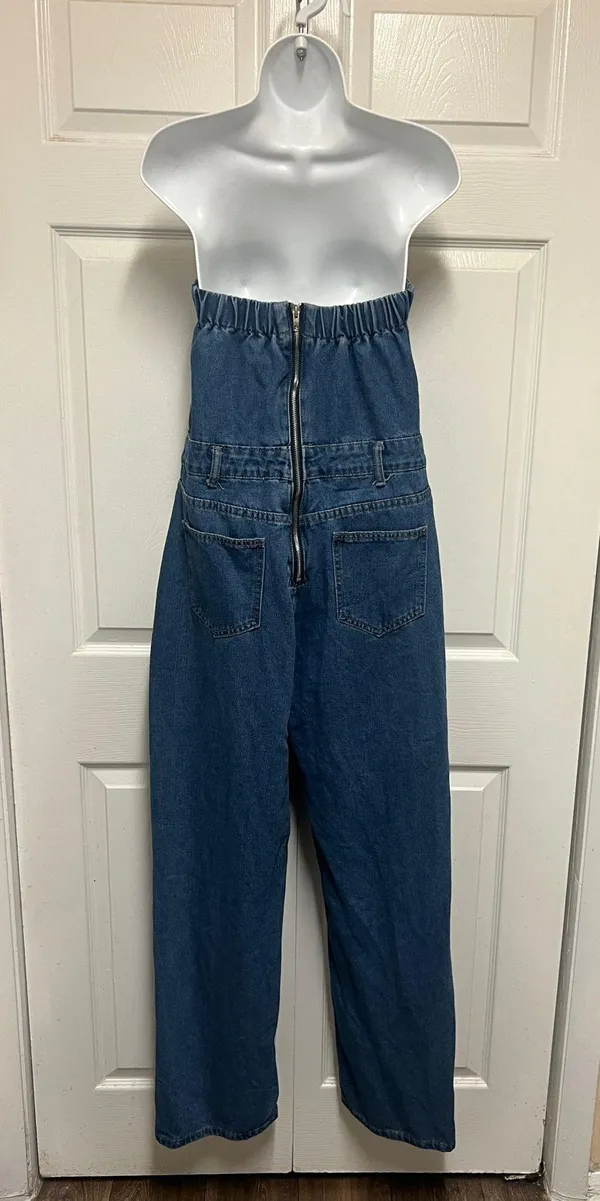 - [ ] Unbranded Wash Bandeau Style Straight Leg Denim Jumpsuit - Image 8
