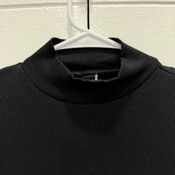 Windsor Black Long Sleeve Ribbed Bodycon Mini Dress - Image 4