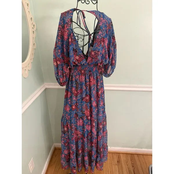 MISA Los Angeles Pippa Floral Tiered Maxi Dress Open Back Night Blooms M‎ $375 - Image 8