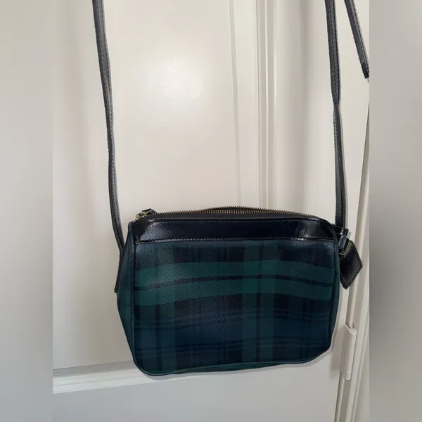 POLO RALPH‎ LAUREN Plaid Shoulder Bag Crossbody Vintage with Luggage Tag - Image 8