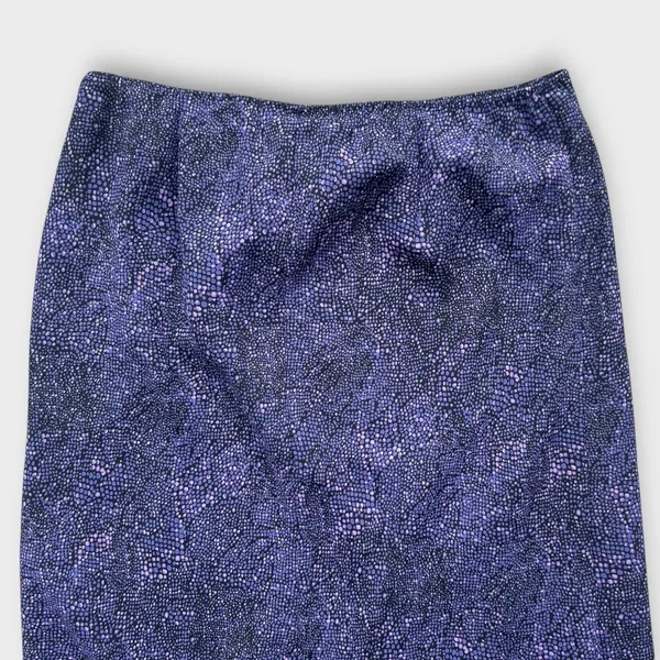Vintage Y2K Express World Brand Purple Blue Abstract Print Slip Skirt Size Small - Image 7