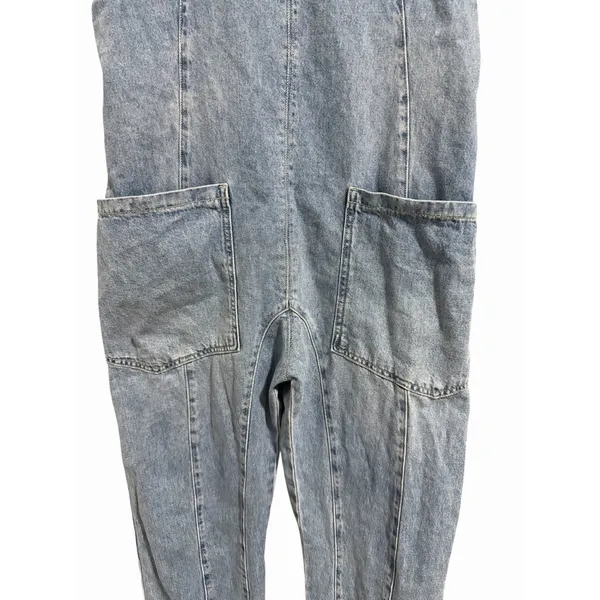 Free People "We The‎ Free" High Roller Denim Jumpsuit Light Wash Women's Size XS - Image 7