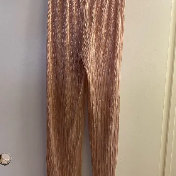 Victoria’s Secret Womens Rose Gold Pleated Sleep Lounge Pants S Small Glitter - Image 6