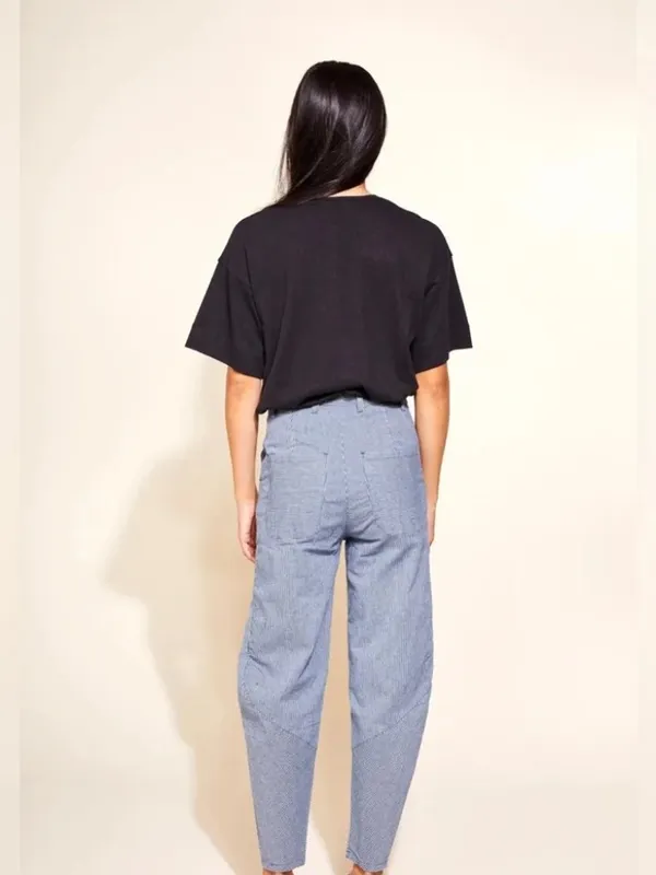 Nw/oTags Built by Wendy Angle Trousers Barrel Leg High Waist Engineer Stripe M - Image 2