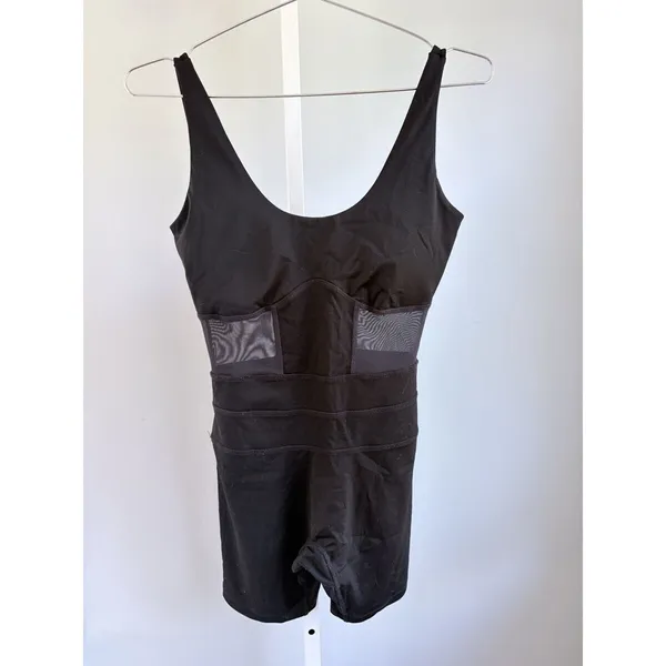 POPFLEX Black Activewear Romper Mesh Panel Athletic Onesie S - Image 2