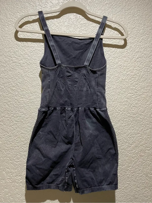 Free People Good Karma High Neck Runsie Ice Black Wash Romper Size M - Image 3