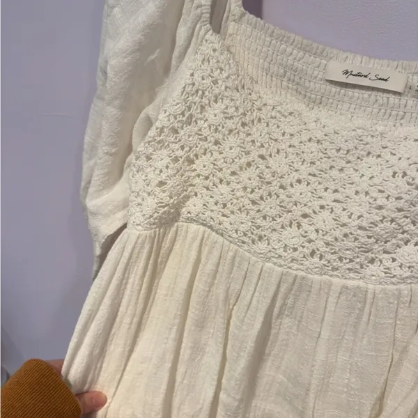 White boho mustard seed‎ cotton dress - Image 3
