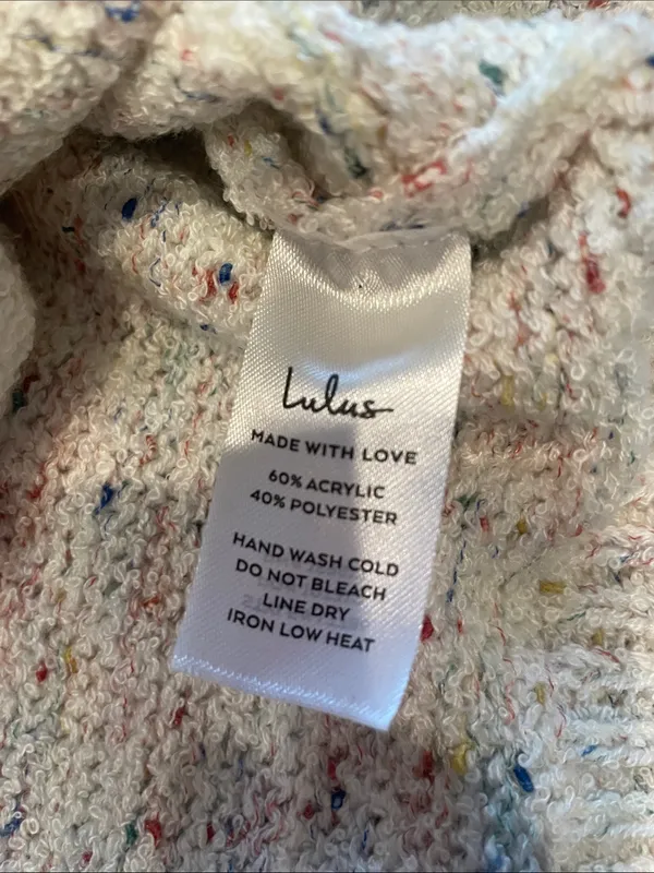 Lulus cream with multicolor specks Cardigan sweater small - Image 5