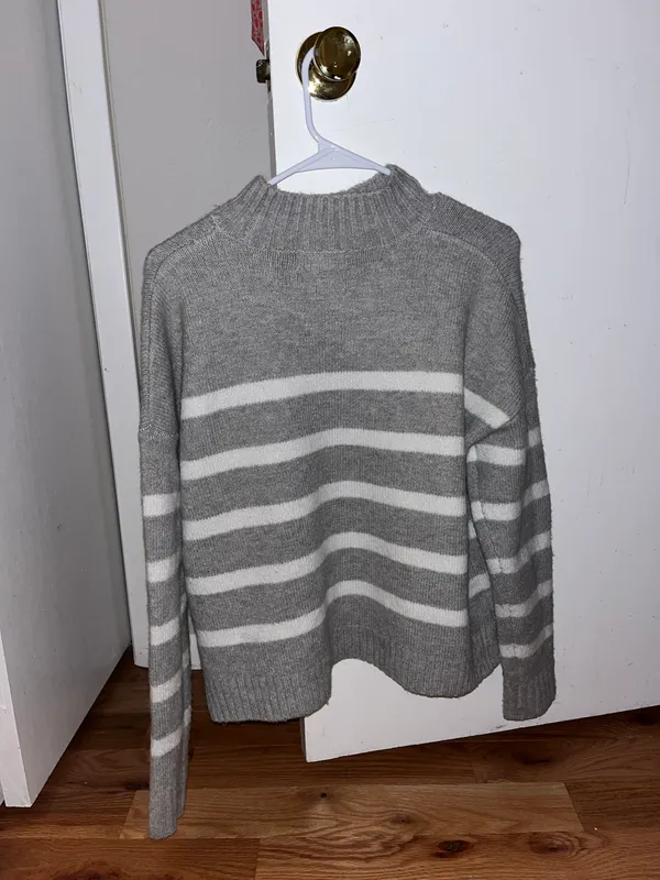 Grey Striped Sweater Gray Size M - Image 2