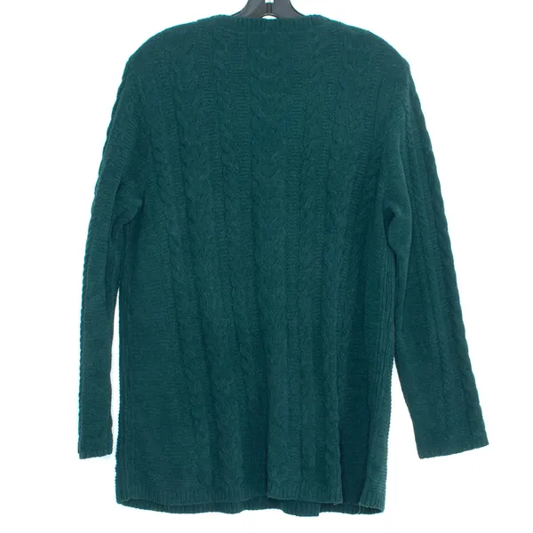 J Jill Sweater Cable Knit Oversize Fisherman Cottage Minimalist Green Medium - Image 2