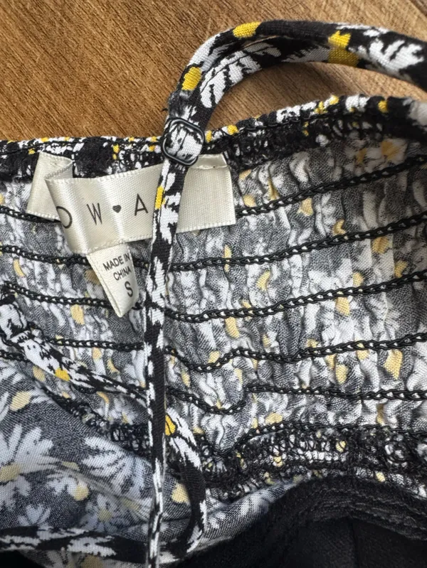 Floral Sundress with Spaghetti Straps - Black/White - Image 4