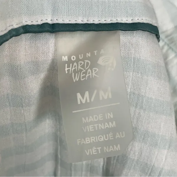 Mountain Hardwear Shirt Women Medium Striped White Blue Lightweight Long‎ Sleeve - Image 3