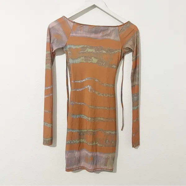 SKIMS Jelly Sheer Off The Shoulder Dress in Tie Dye Size Small S - Image 7