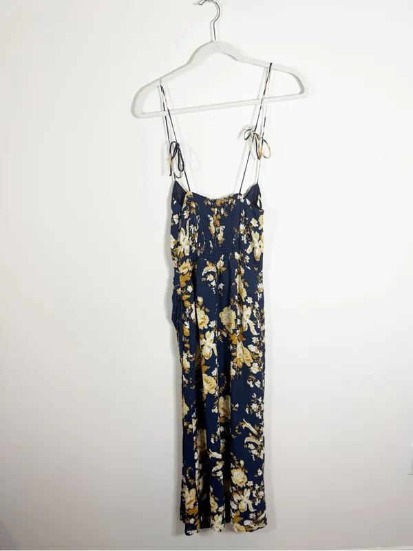 Reformation Kourtney Dress Navy Blue Floral Size 4 - Image 5