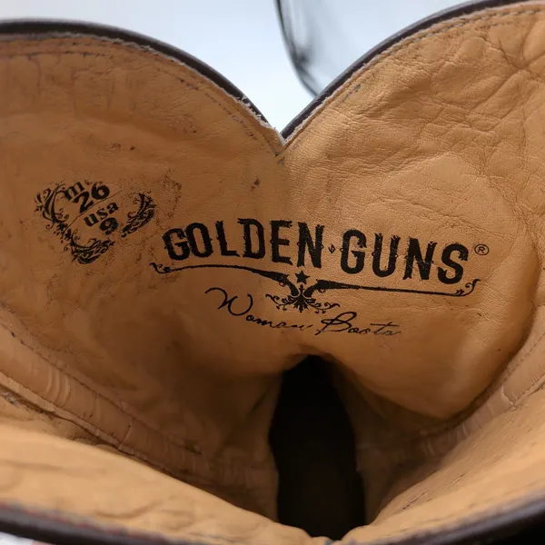 Golden Guns Womens Brown Leather Wing Cross Square Toe Western Boots Size 9 - Image 7