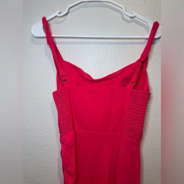 Amanda Uprichard Pink Cowl Neck Ruched‎ Asymmetrical Hem Dress Size S - Image 6