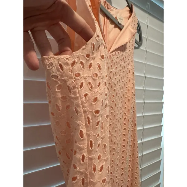Everly Feminine Floral Eyelet‎ Detail Coral Light Pink Spring Sun Dress Size M - Image 3