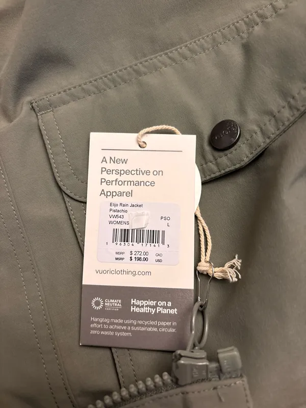 Vuori Women’s Elijo Rain Jacket Color Pistachio Green Size Large New $198 - Image 3