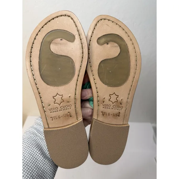Corcione Sorrento Women's US 5 Green Suede Braided Sandal Flats Italy Summer New - Image 4