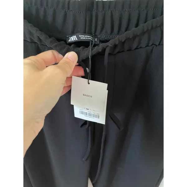 ZARA Basic Tie Ankle Dress Pants Black Size Medium NEW - Image 5