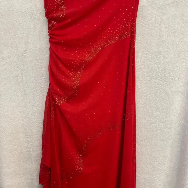 A. Byer Red Strapless Glitter Y2K Evening Dress - Image 4