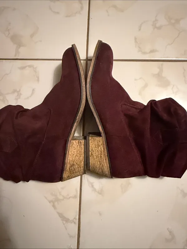 dingo Burgundy Suede Slouch Ankle Boots - Image 6