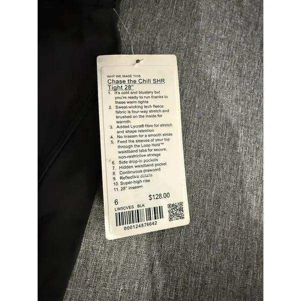 Lululemon NWT Women's Chase The Chill SHR Tight 28" Black Sz 6 - Image 5