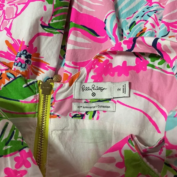 Lilly Pulitzer Target Preppy Bright Floral Shift Summer‎ Dress Pink Blue Size 2 - Image 2