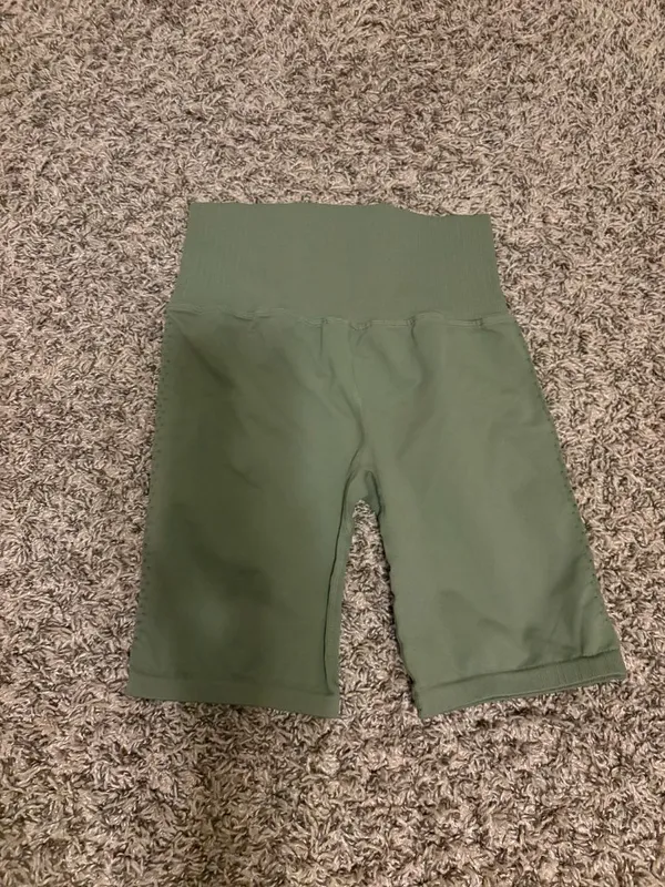 Free People Movement X The Class Bike Shorts M/L Medium/Large Olive Green Nylon - Image 2