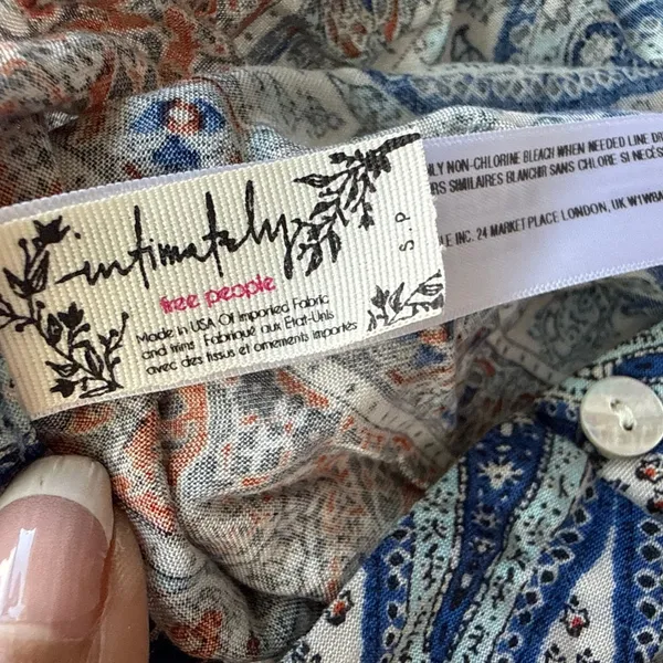 Free People S Blue Orange‎ Paisley Halter Trapeze Dress Y2K Boho Summer - Image 4
