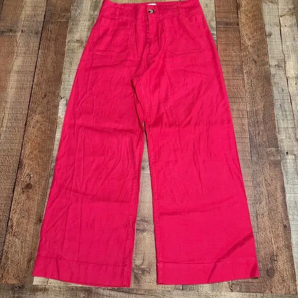 Maeve Anthropologie Pink Linen Blend Wide Leg The Colette Pants Sz 28 Trouser - Image 2